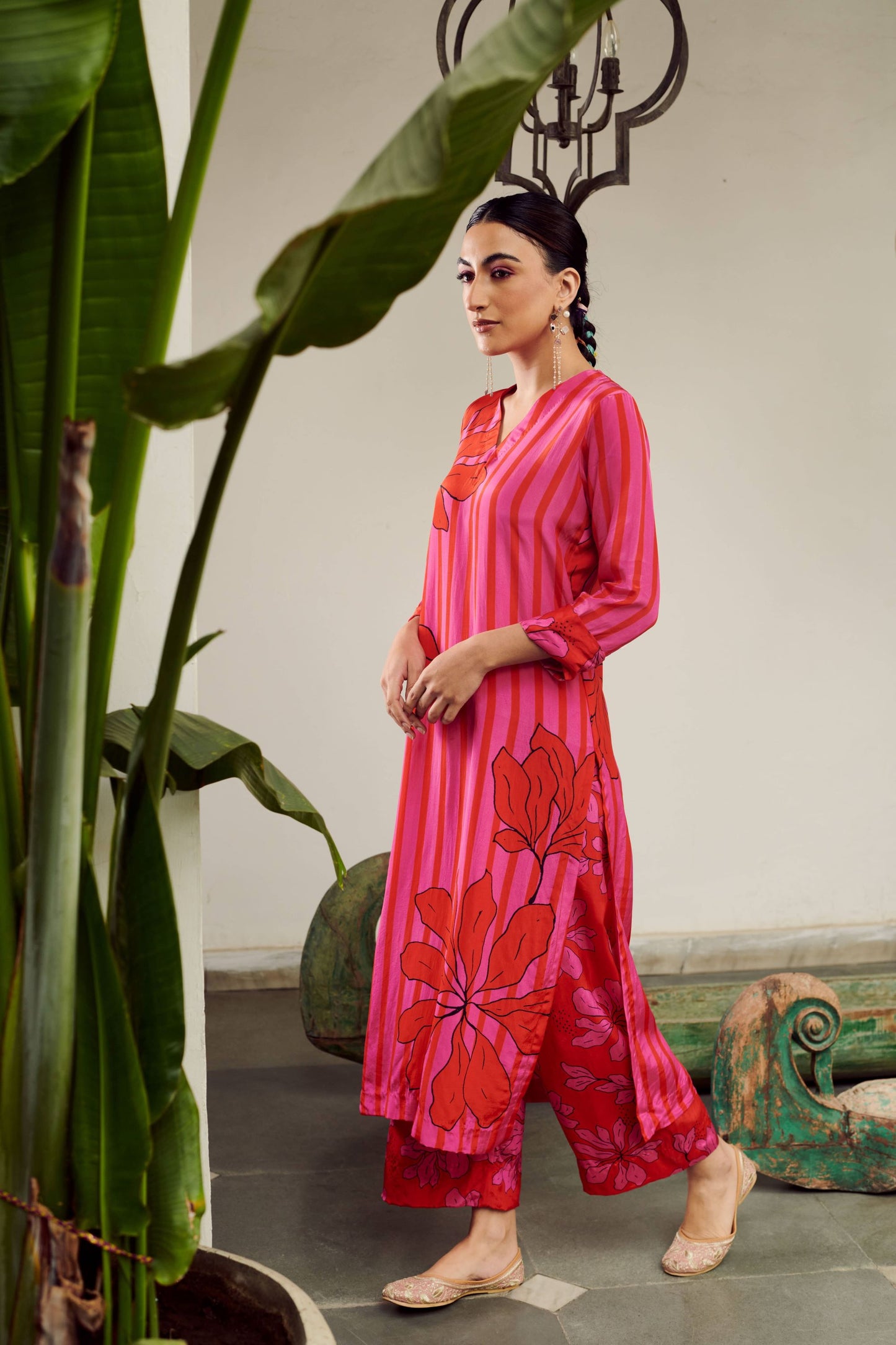 Summer Sorbet Floral and Stripe Kurta Set