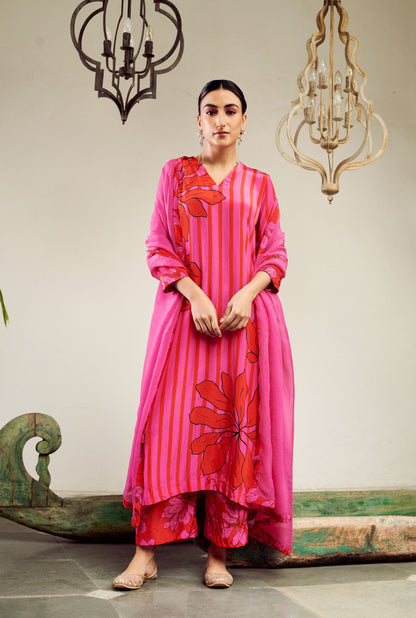 Summer Sorbet Floral and Stripe Kurta Set