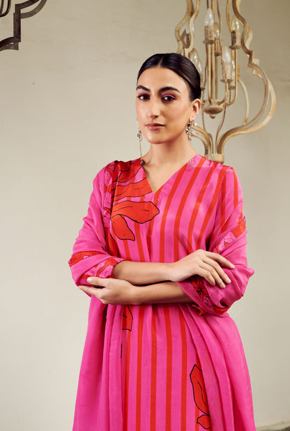 Summer Sorbet Floral and Stripe Kurta Set