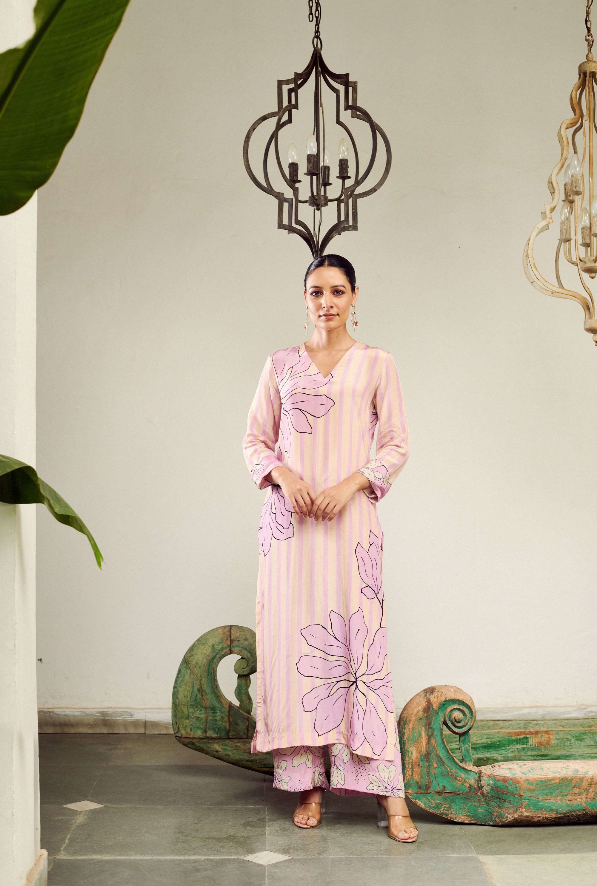 Summer Sorbet Floral and Stripe Kurta Set