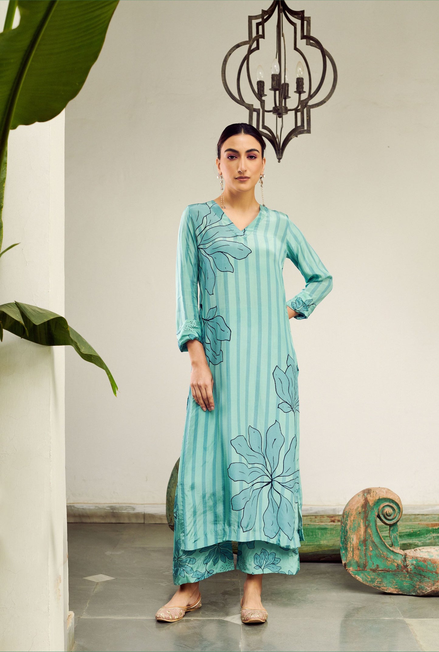 Summer Sorbet Floral and Stripe Kurta Set