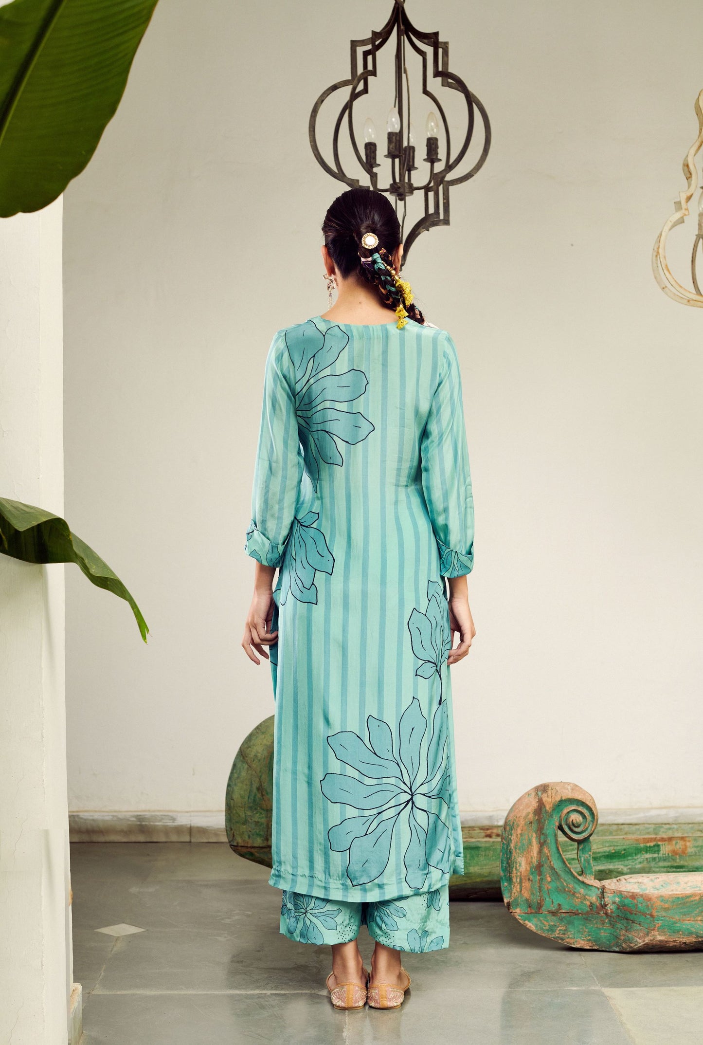 Summer Sorbet Floral and Stripe Kurta Set