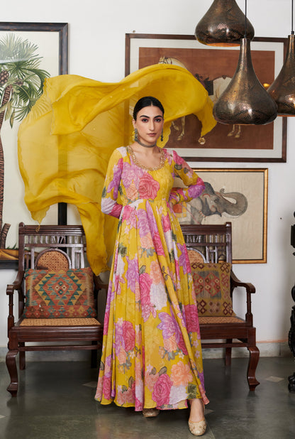 Nargis Floral Anarkali Set